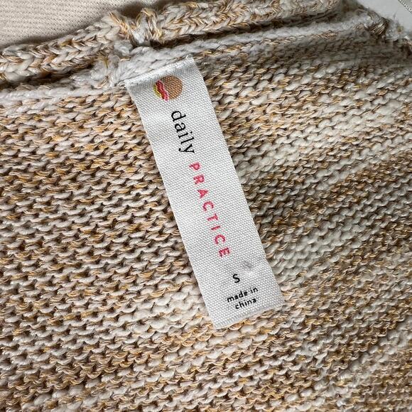 Daily Practice Anthropologie Ombre Cardigan S Colorblock Stripe Linen 3/4 Sleeve - Picture 7 of 9